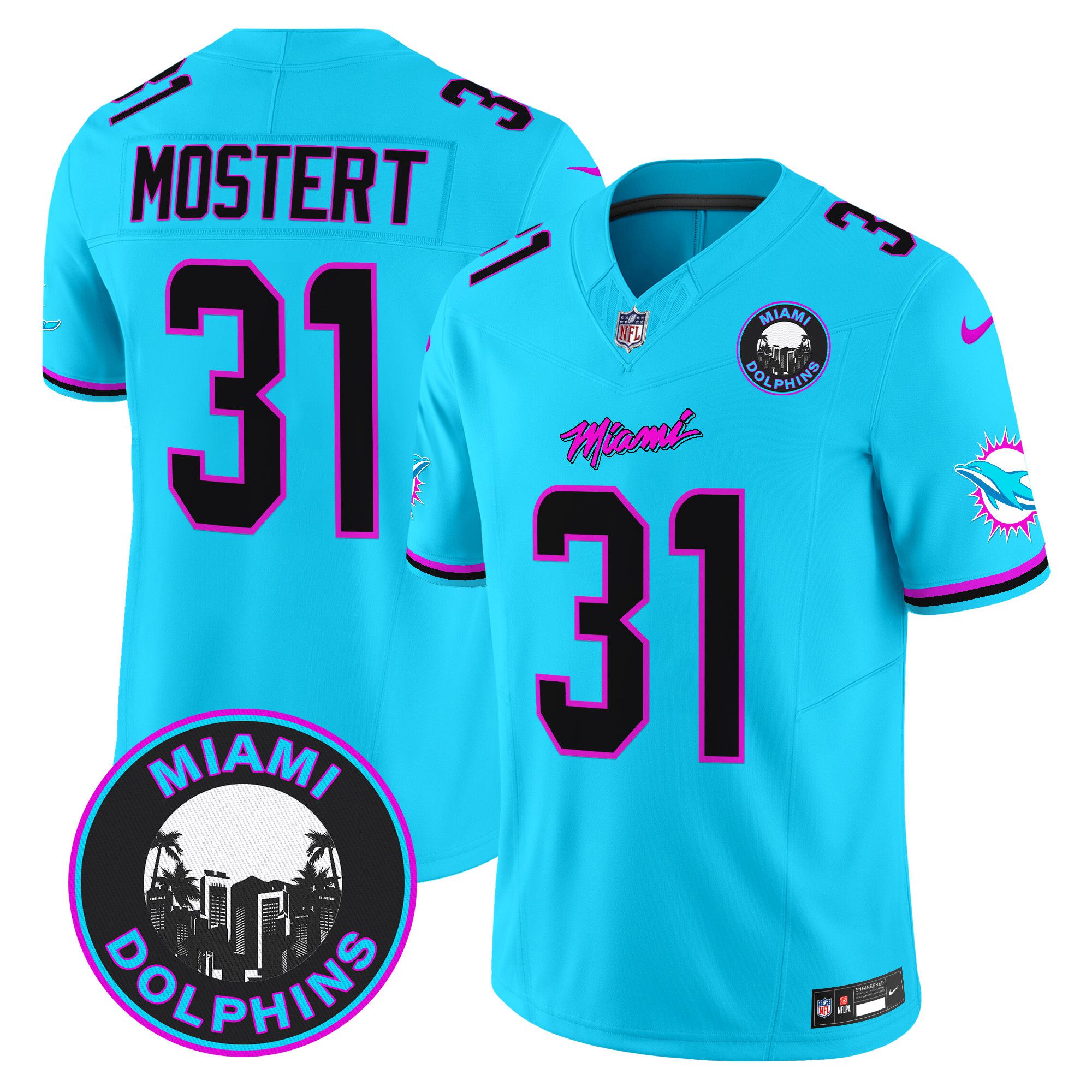 Men Miami Dolphins #31 Mostert Light Blue 2024 Nike Vapor Limited NFL Jersey style 1->indianapolis colts->NFL Jersey